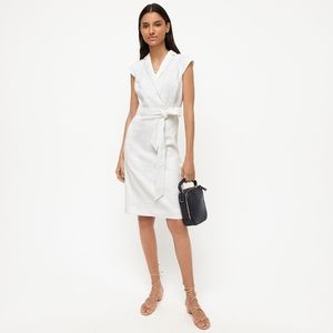 NWT J.Crew Belted faux-wrap dress stretch linen

6